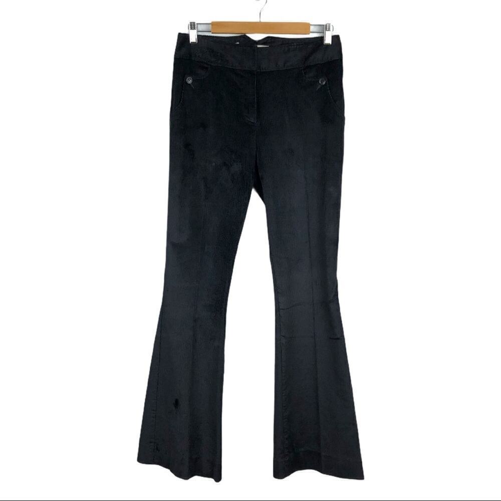 Reiss Wilma Wide Flare Leg Corduroy Black Trousers Pants Size 6